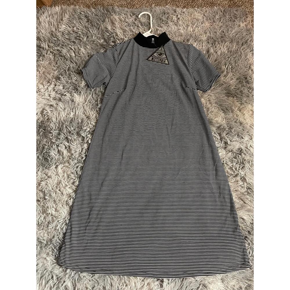 Disturbia Monochrome Striped Midi Dress